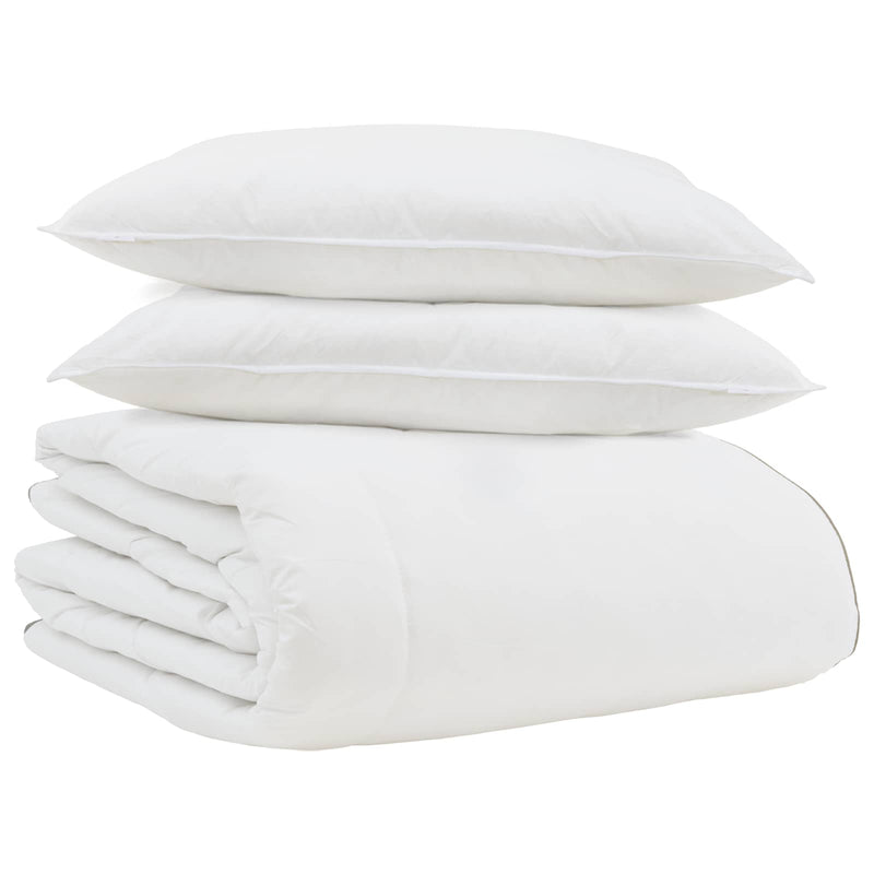 Afbeelding laden in galerijviewer, Vidaxl winter dekbed met kussen 3 pcs wit donsveertjes
