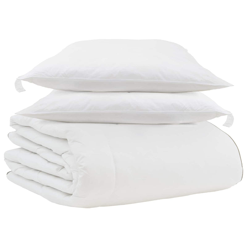 Afbeelding laden in galerijviewer, Vidaxl winter dekbed met kussen 3 pcs wit donsveertjes
