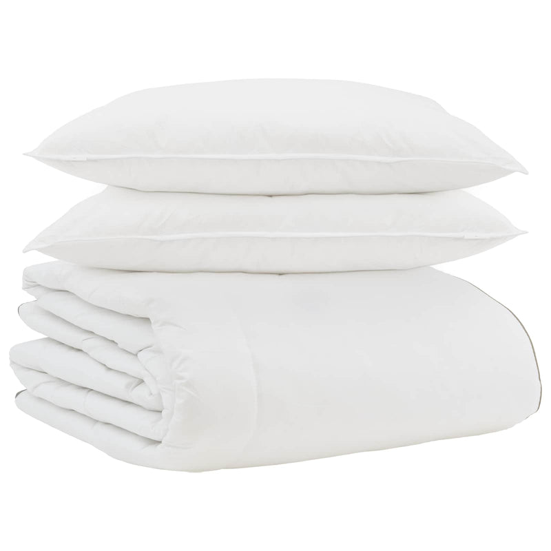 Afbeelding laden in galerijviewer, Vidaxl winter dekbed met kussen 3 pcs wit donsveertjes
