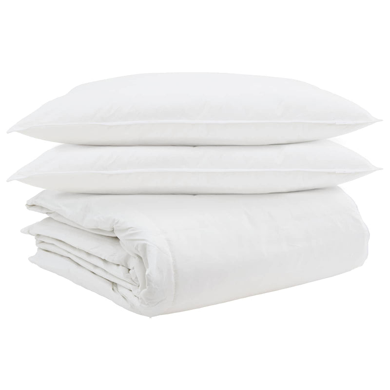 Afbeelding laden in galerijviewer, Vidaxl dekbed set met kussen 3 pcs wit donsveertjes
