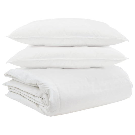 Vidaxl dekbed set met kussen 3 pcs wit donsveertjes
