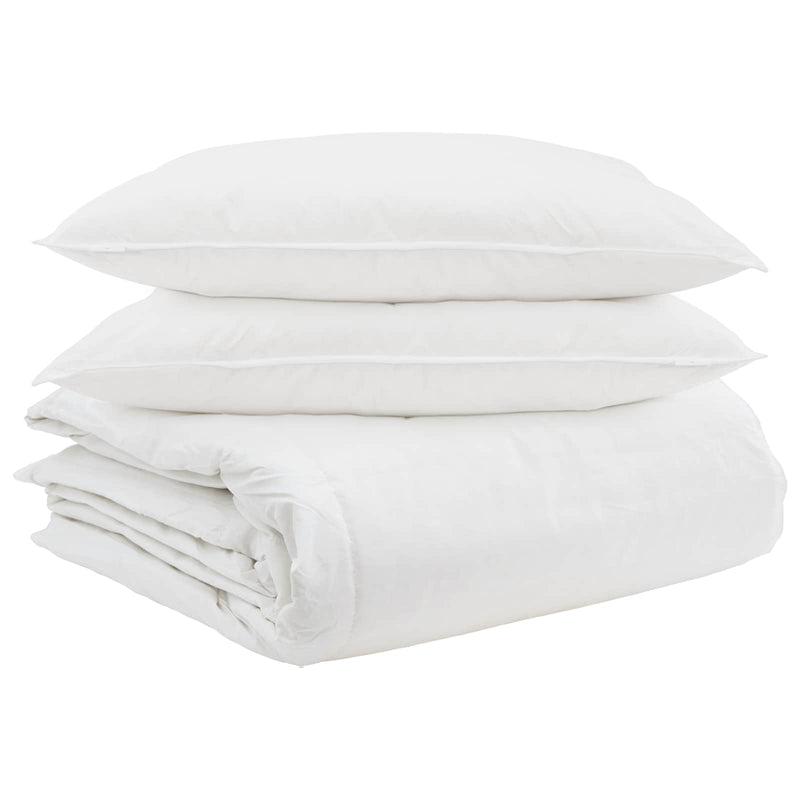 Afbeelding laden in galerijviewer, Vidaxl dekbed set met kussen 3 pcs wit donsveertjes
