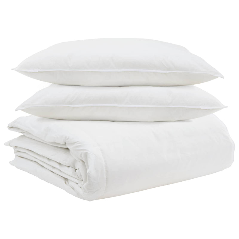 Afbeelding laden in galerijviewer, Vidaxl dekbed set met kussen 3 pcs wit donsveertjes
