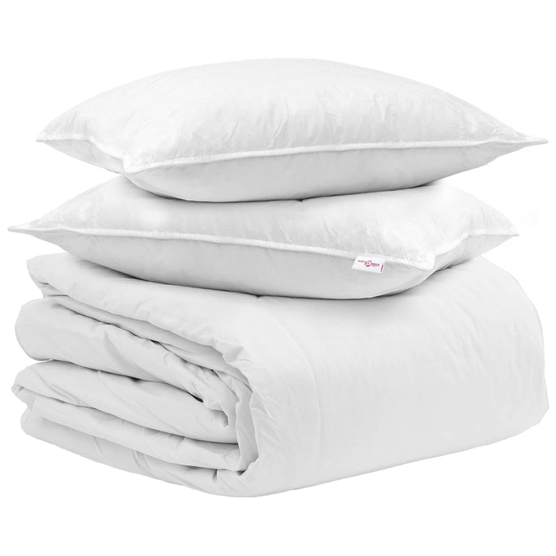 Afbeelding laden in galerijviewer, Vidaxl dekbed set met kussen 3 pcs wit donsveertjes
