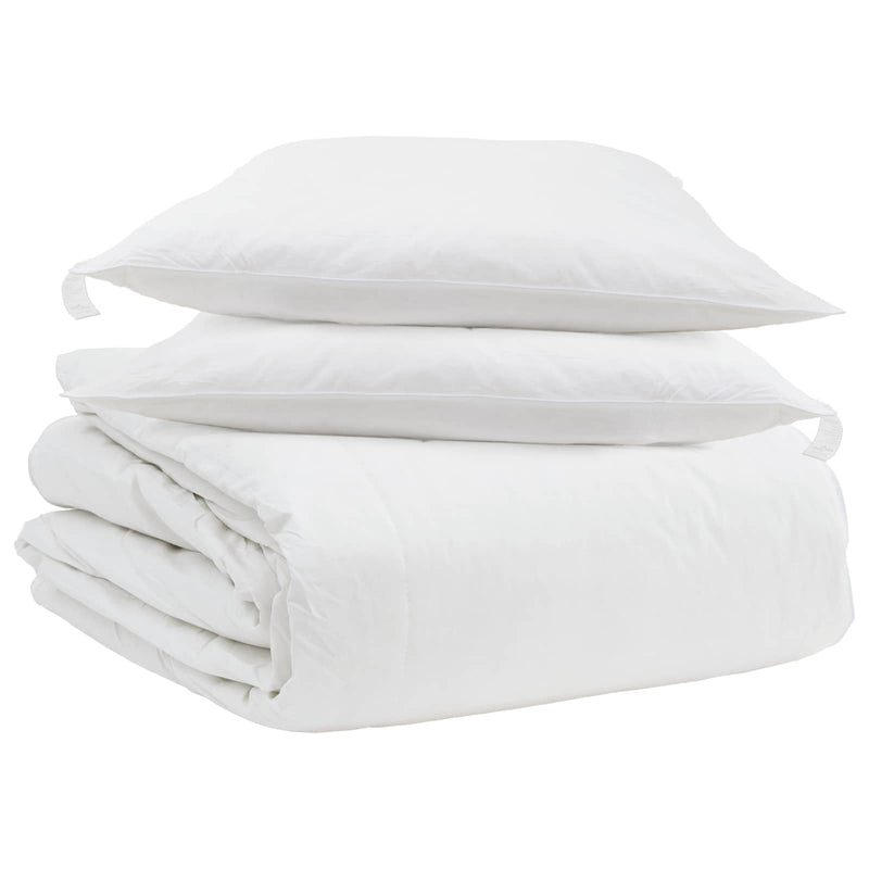 Afbeelding laden in galerijviewer, Vidaxl dekbed set met kussen 3 pcs wit donsveertjes
