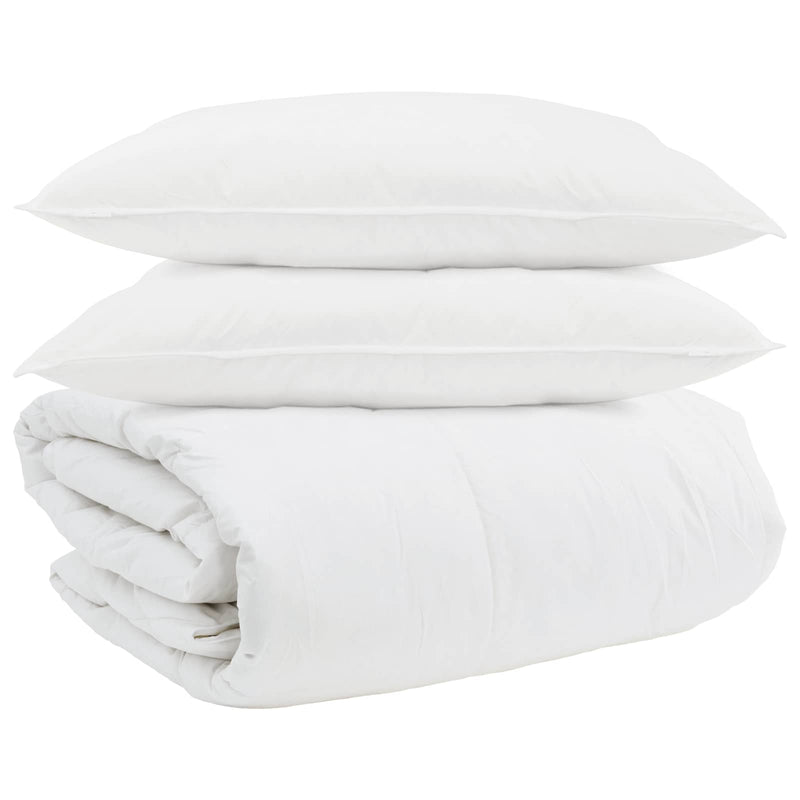 Afbeelding laden in galerijviewer, Vidaxl dekbed set met kussen 3 pcs wit donsveertjes
