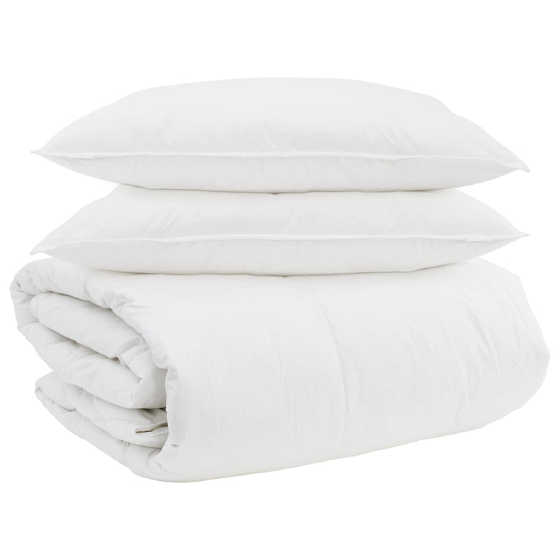 Afbeelding laden in galerijviewer, Vidaxl dekbed set met kussen 3 pcs wit donsveertjes
