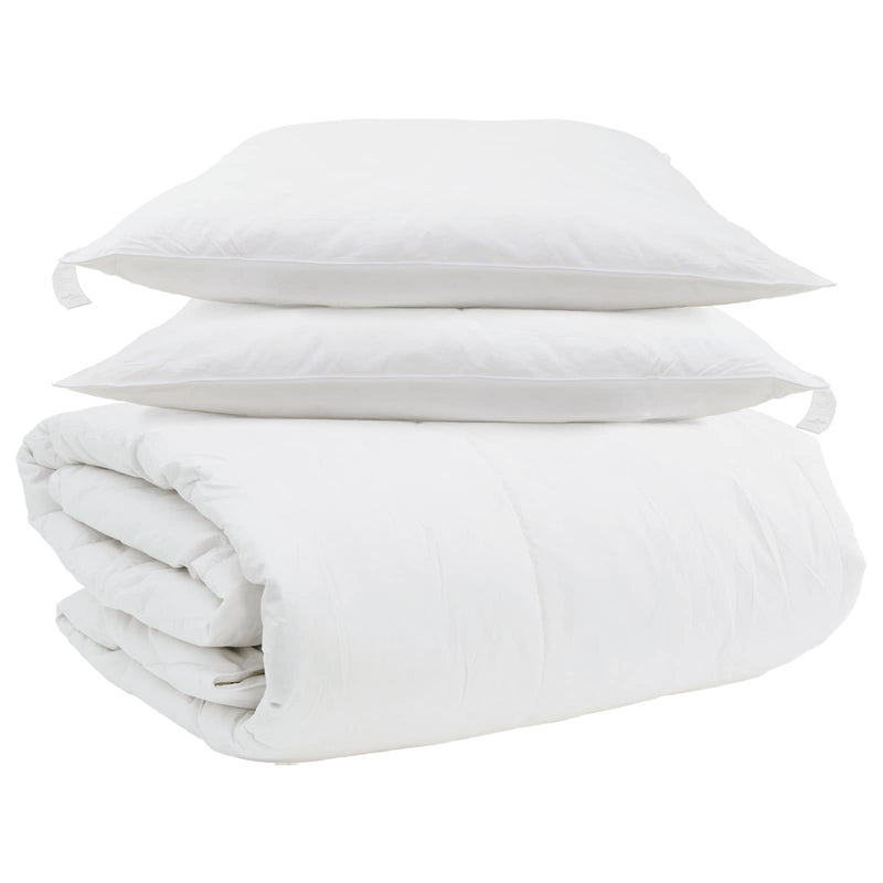 Afbeelding laden in galerijviewer, Vidaxl dekbed set met kussen 3 pcs wit donsveertjes
