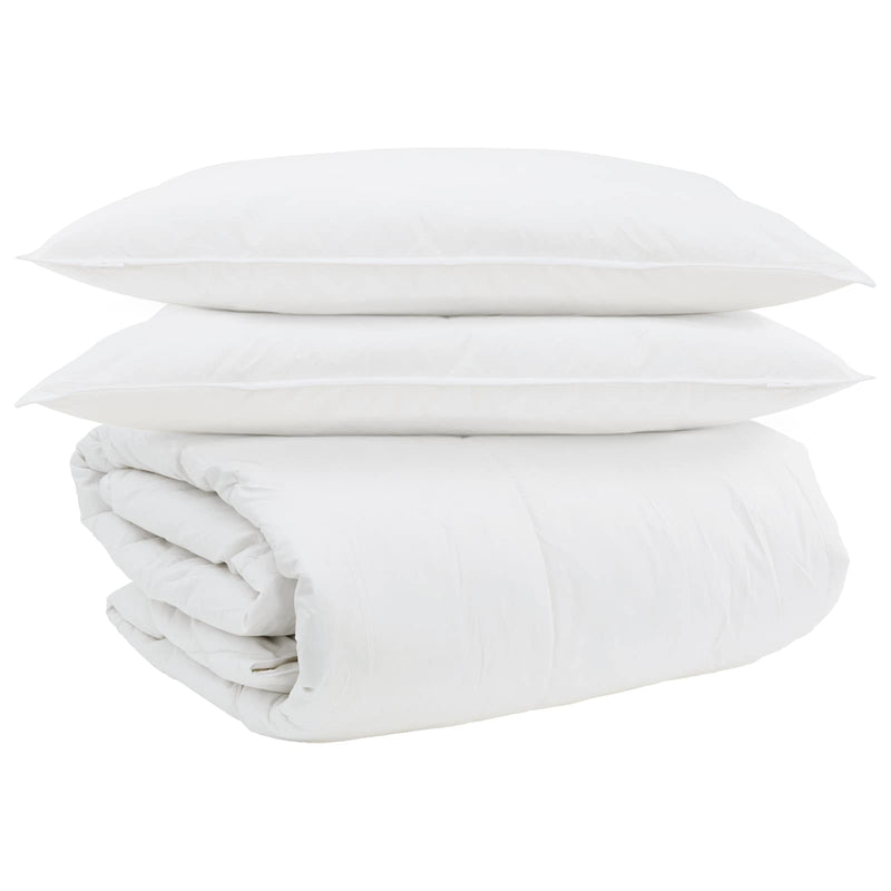 Afbeelding laden in galerijviewer, Vidaxl dekbed set met kussen 3 pcs wit donsveertjes
