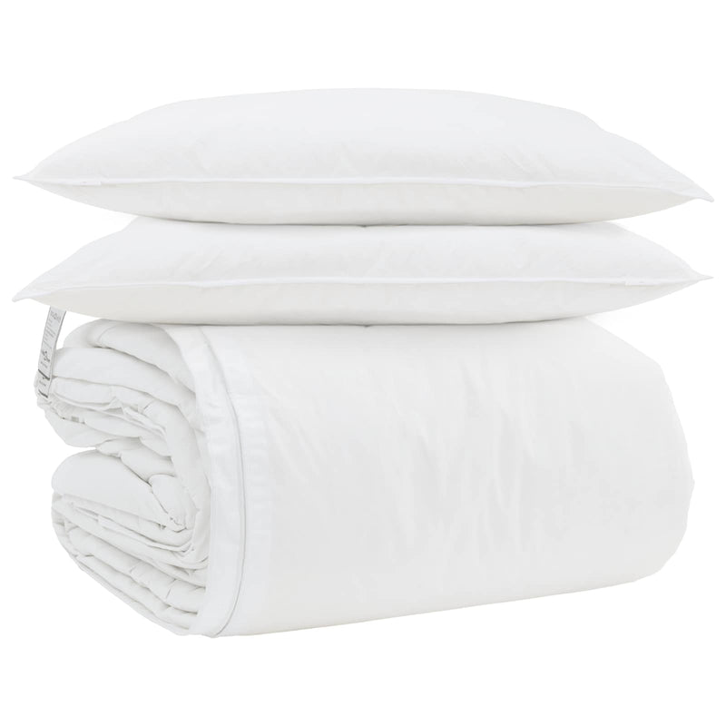 Afbeelding laden in galerijviewer, Vidaxl dekbed set met kussen 3 pcs wit donsveertjes
