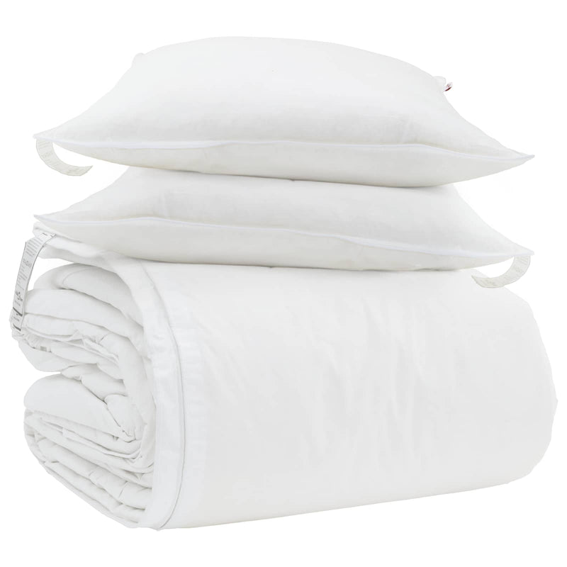 Afbeelding laden in galerijviewer, Vidaxl dekbed set met kussen 3 pcs wit donsveertjes
