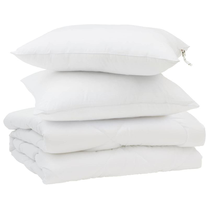 Afbeelding laden in galerijviewer, Vidaxl zomer dekbed met kussen 3 pcs wit microfibre
