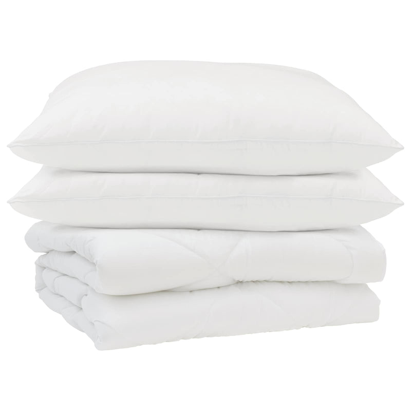 Afbeelding laden in galerijviewer, Vidaxl zomer dekbed met kussen 3 pcs wit microfibre
