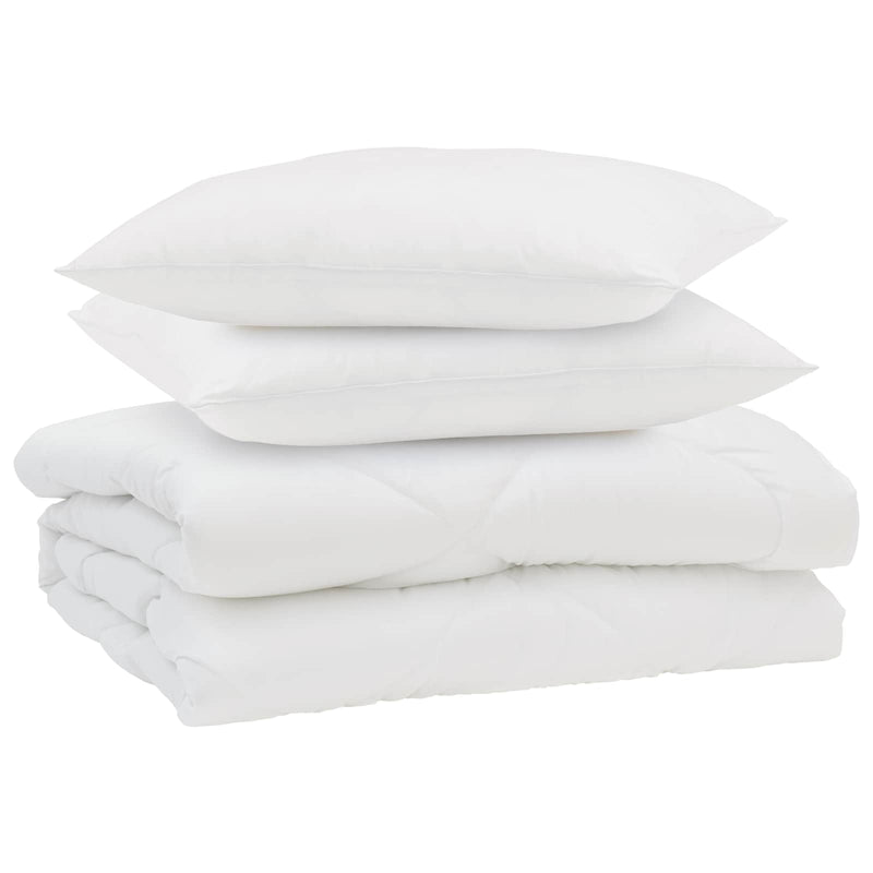 Afbeelding laden in galerijviewer, Vidaxl zomer dekbed met kussen 3 pcs wit microfibre
