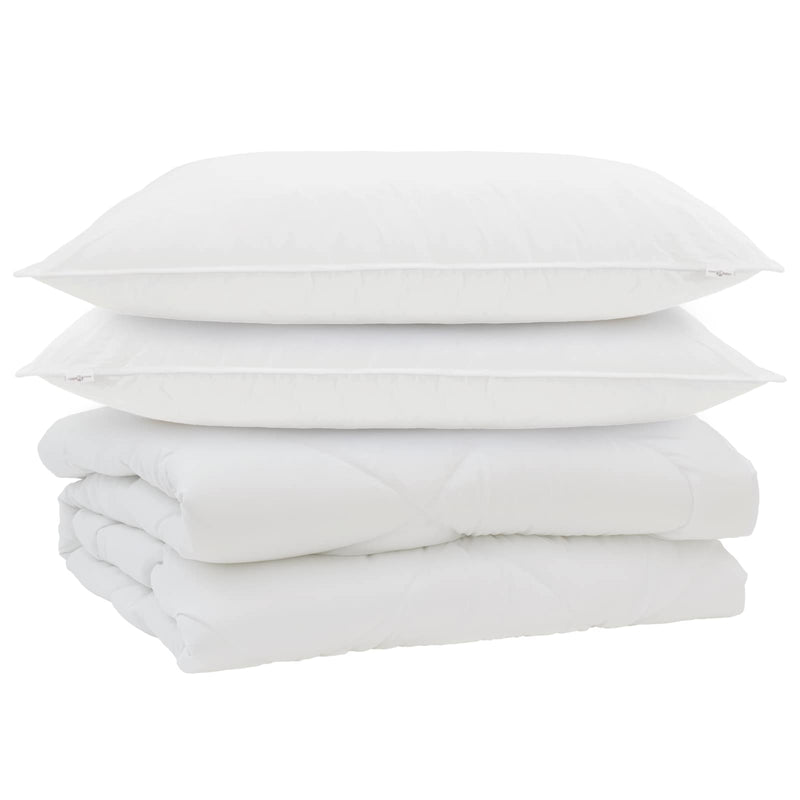 Afbeelding laden in galerijviewer, Vidaxl dekbed met kussen 3 pcs wit microfibre

