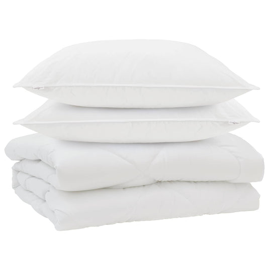 Vidaxl dekbed met kussen 3 pcs wit microfibre