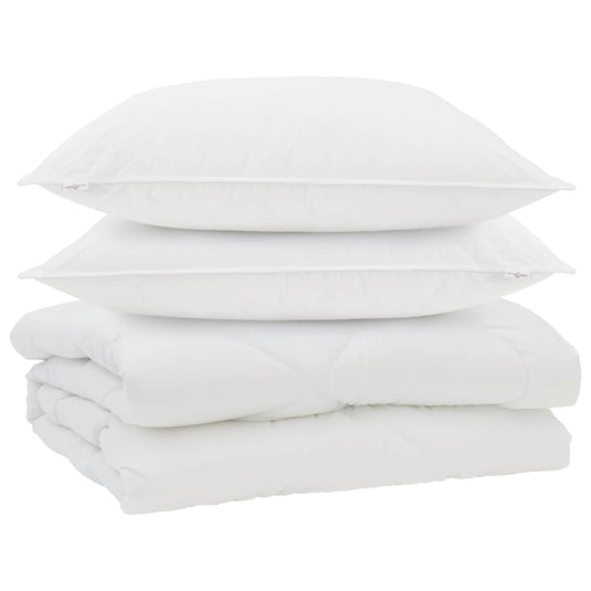 Vidaxl dekbed met kussen 3 pcs wit microfibre