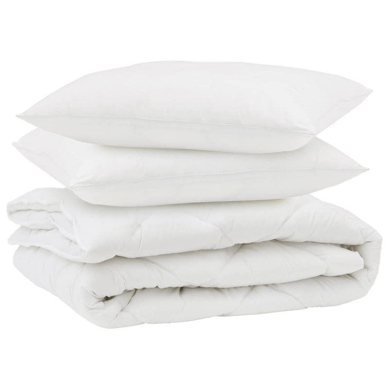 Afbeelding laden in galerijviewer, Vidaxl dekbed met kussen 3 pcs wit microfibre
