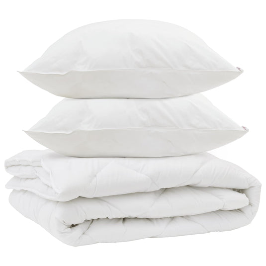 Vidaxl all-season dekbed met kussen 3 pcs wit microvezel