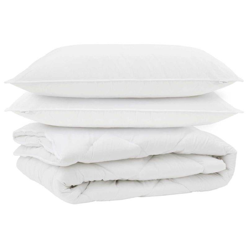 Afbeelding laden in galerijviewer, Vidaxl all-season dekbed met kussen 3 pcs wit microvezel
