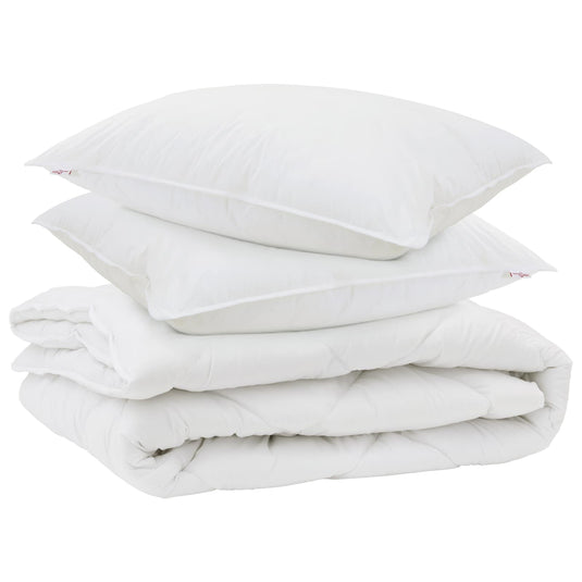 Vidaxl all-season dekbed met kussen 3 pcs wit microvezel