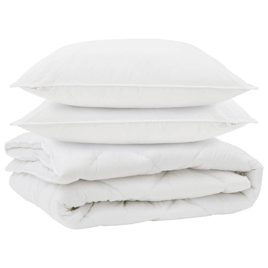 Vidaxl all-season dekbed met kussen 3 pcs wit microvezel