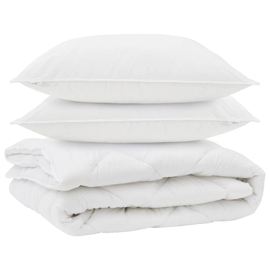 Vidaxl all-season dekbed met kussen 3 pcs wit microvezel