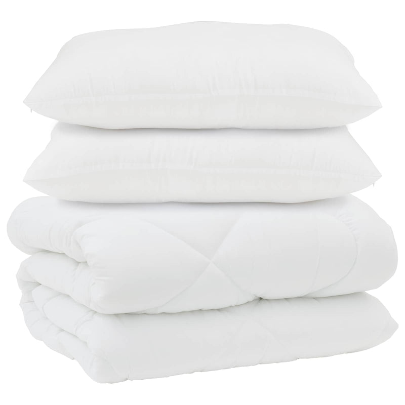 Afbeelding laden in galerijviewer, Vidaxl dekbed met kussens 3 pcs wit microfiber en dons feather
