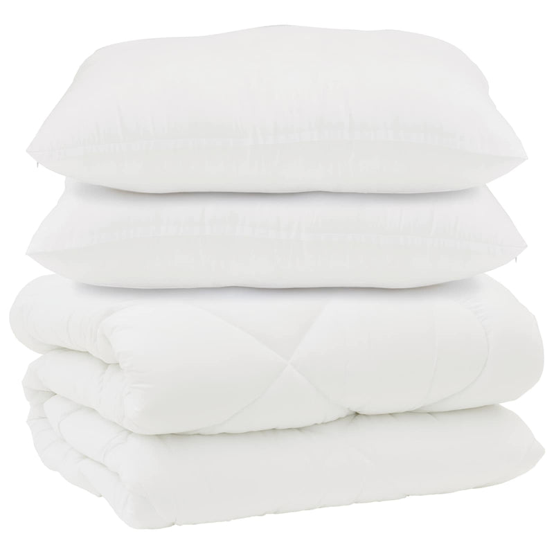 Afbeelding laden in galerijviewer, Vidaxl dekbed met kussens 3 pcs wit microfiber en dons feather
