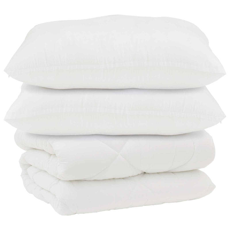 Afbeelding laden in galerijviewer, Vidaxl dekbed met kussens 3 pcs wit microfiber en dons feather
