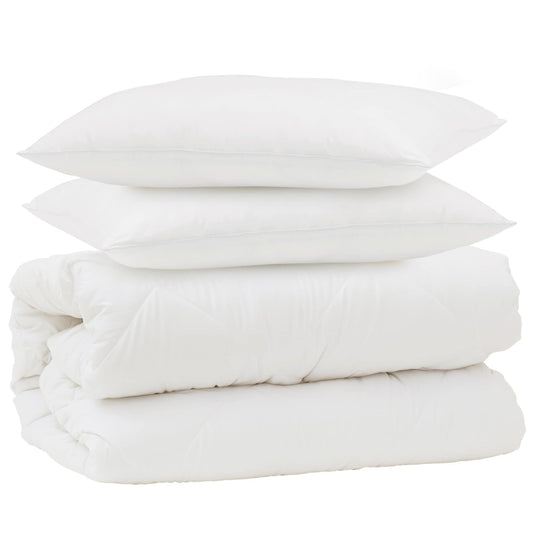 Vidaxl dekbed set met kussen 3 pcs wit microfiber en dons feather