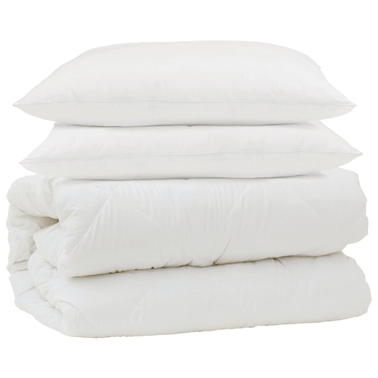 Vidaxl dekbed set met kussen 3 pcs wit microfiber en dons feather