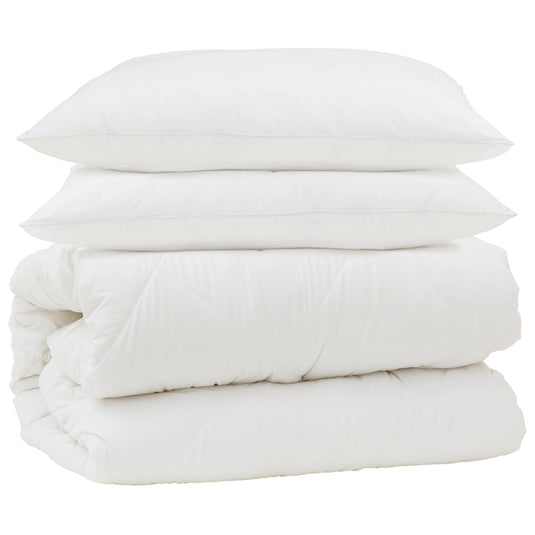 Vidaxl dekbed set met kussen 3 pcs wit microfiber en dons feather