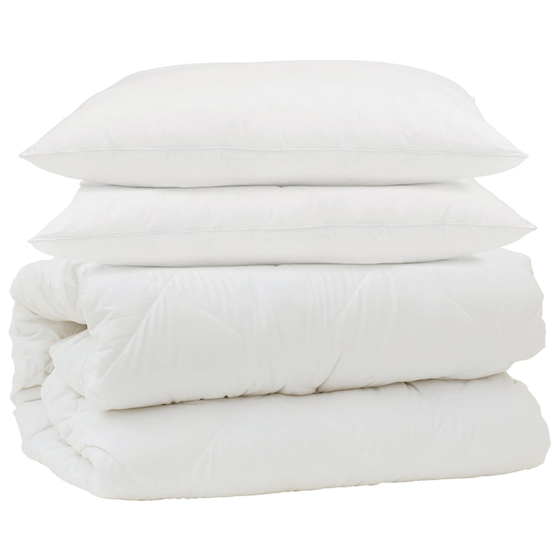 Afbeelding laden in galerijviewer, Vidaxl dekbed set met kussen 3 pcs wit microfiber en dons feather
