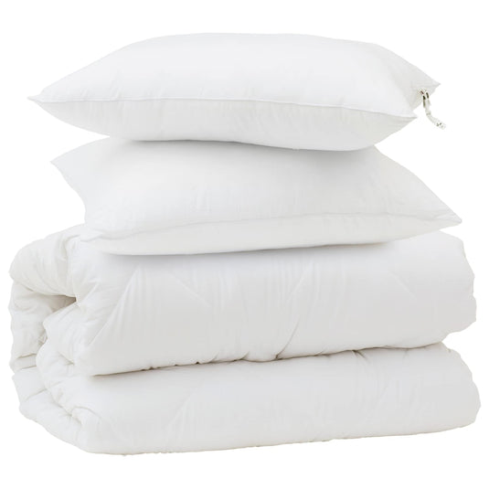 Vidaxl dekbed set met kussen 3 pcs wit microfiber en dons feather