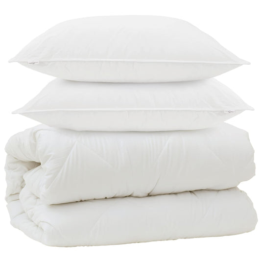 Vidaxl dekbed met kussens met kussen 3 pcs wit microvezel