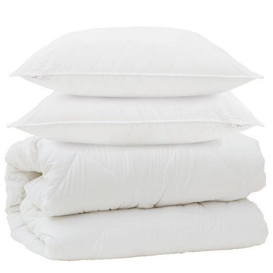 Vidaxl dekbed met kussens met kussen 3 pcs wit microvezel