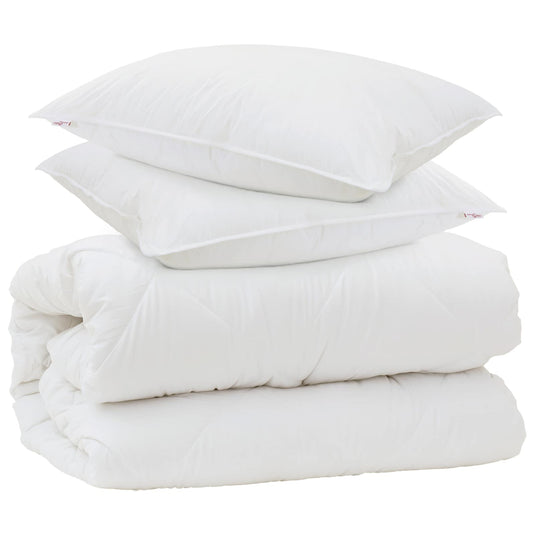 Vidaxl dekbed met kussens met kussen 3 pcs wit microvezel