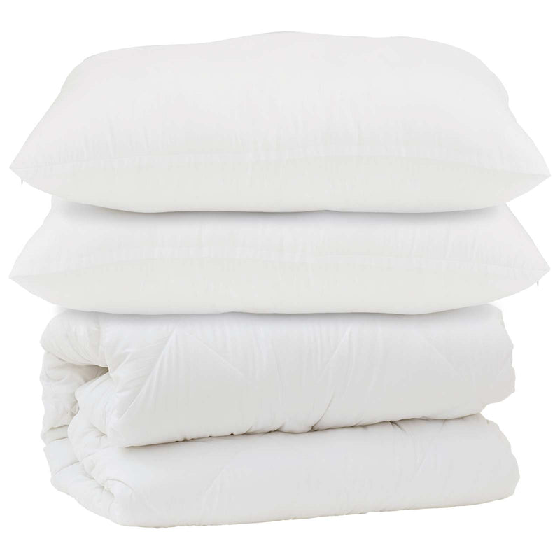 Afbeelding laden in galerijviewer, Vidaxl dekbed met kussen 3 pcs wit microfibre

