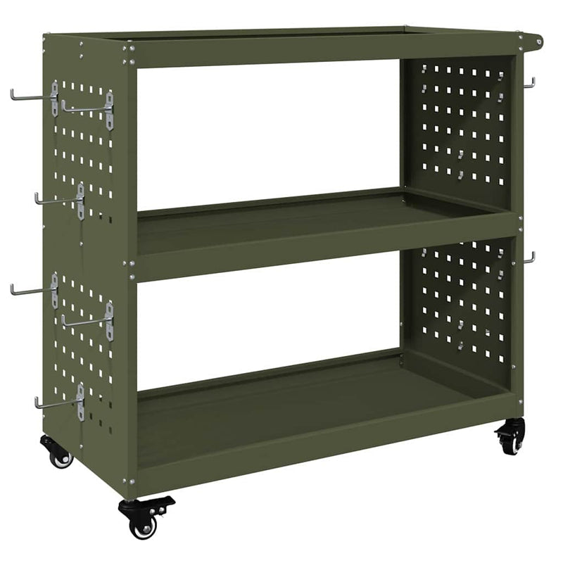 Afbeelding laden in galerijviewer, Vidaxl gereedschapswagen olijf groen 75 x 35 x 73 cm koudgewalst staal
