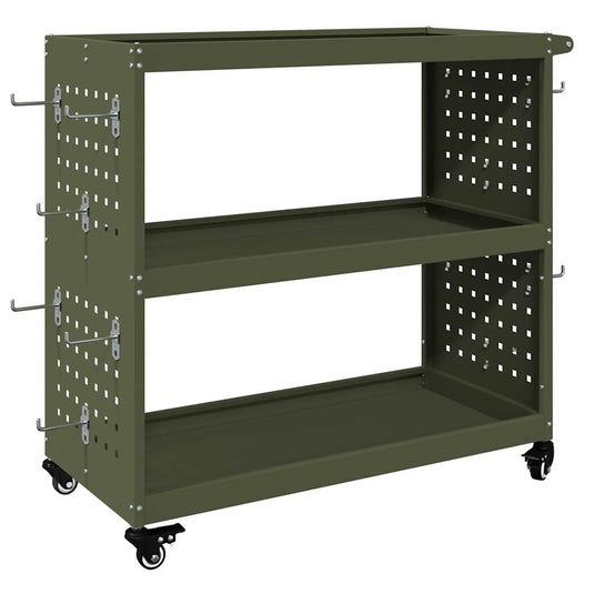 Vidaxl gereedschapswagen olijf groen 75 x 35 x 73 cm koudgewalst staal