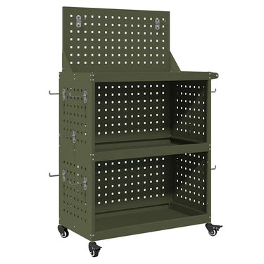 Vidaxl gereedschapswagen met plank olijf groen 65 x 35 x 111 cm