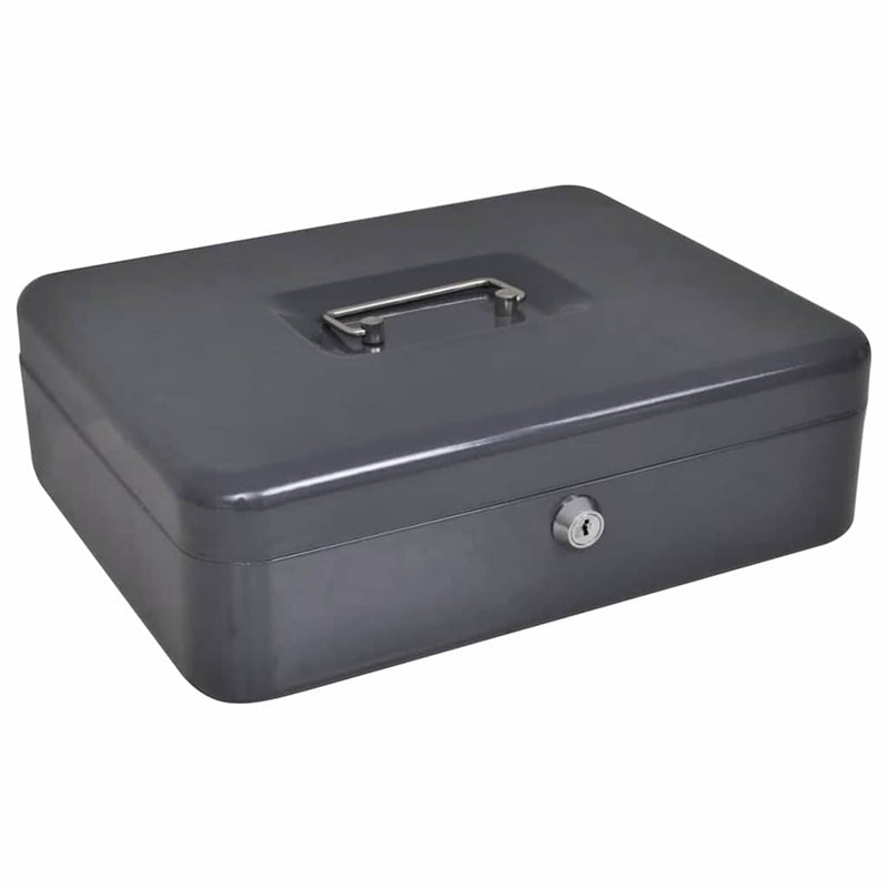 Afbeelding laden in galerijviewer, Vidaxl cash box met slot donkergrijs 30 x 24 x 9 cm staal

