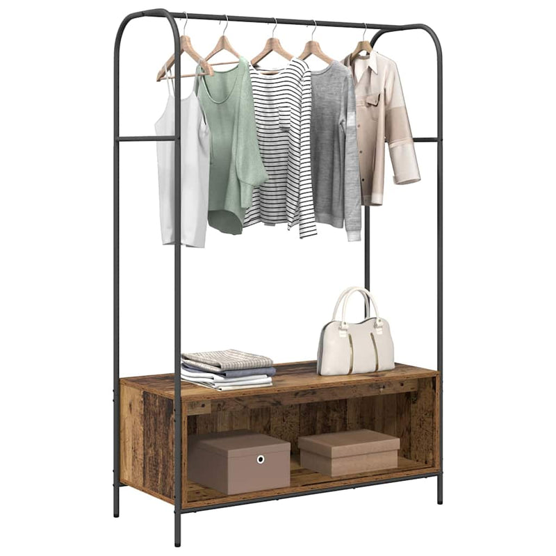 Afbeelding laden in galerijviewer, Vidaxl kledingrek bruin eiken 100 x 44 x 160 cm bewerkt hout

