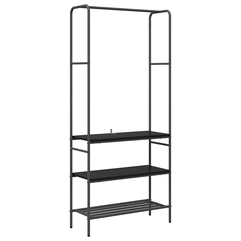 Afbeelding laden in galerijviewer, Vidaxl kledingrek met plank zwart eiken 77 x 30 x 171 cm bewerkt hout
