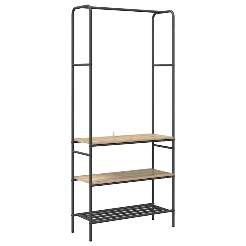 Afbeelding laden in galerijviewer, Vidaxl kledingrek met plank sonoma eiken 77 x 30 x 171 cm bewerkt hout
