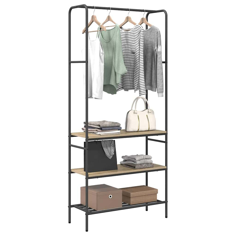Afbeelding laden in galerijviewer, Vidaxl kledingrek met plank sonoma eiken 77 x 30 x 171 cm bewerkt hout
