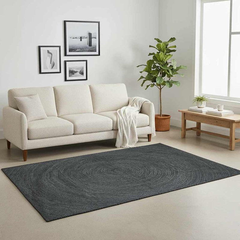Afbeelding laden in galerijviewer, Vidaxl vloerkleden vierkant donkergrijs 120 x 120 cm jute
