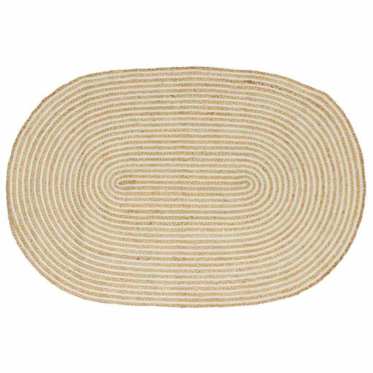 Vidaxl vloerkleed natuurlijk en wit 122 x 183 cm jute