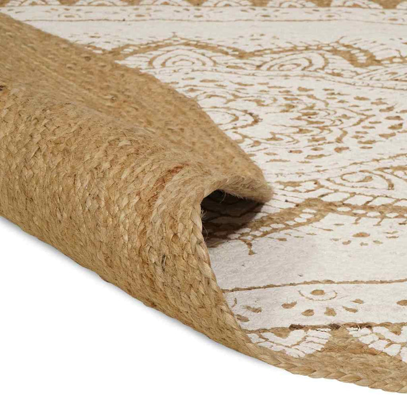 Afbeelding laden in galerijviewer, Vidaxl jute tapijt bloemen naturel 152 x 245 cm jute
